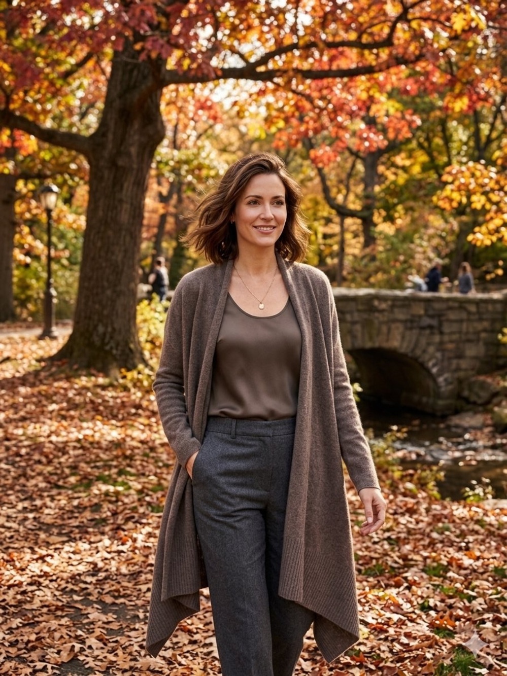 Lafayette 148 100% Cashmere Brown Luxury Open Front Cardigan (M)